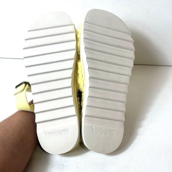 Koolaburra UGG Furry Sling Back Womens Sz 11 Slipper Sandals Yellow Faux Fur New - Picture 11 of 11